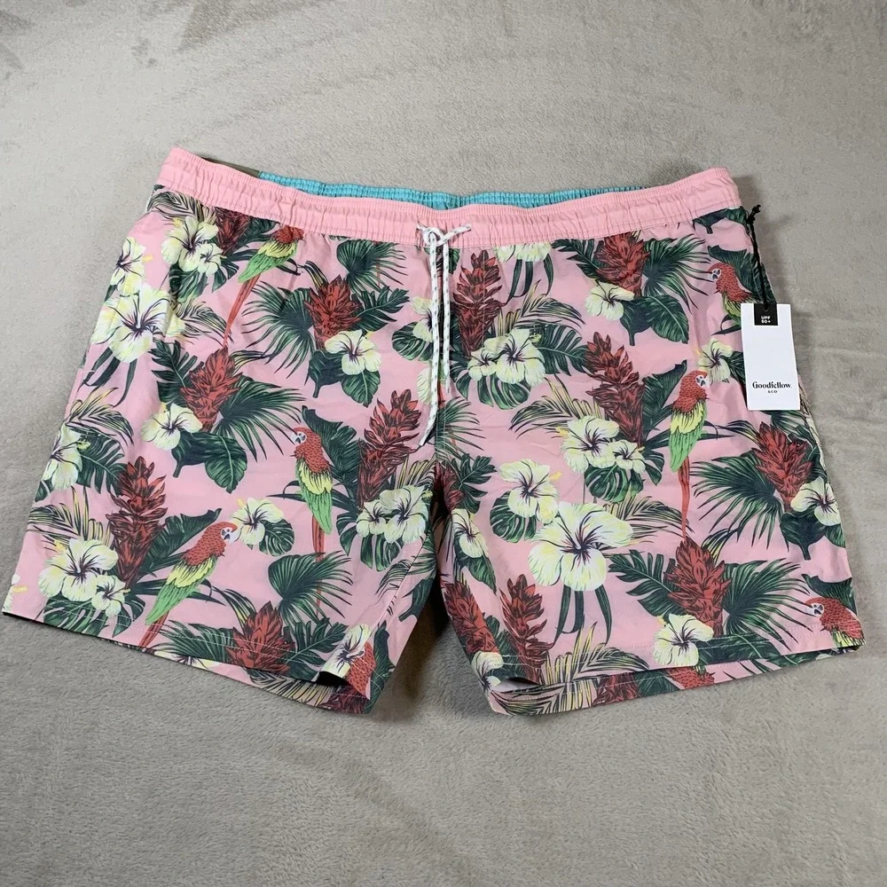 Goodfellow & Co Swim Trunks Mens 2XL Parrot Floral Stretch 7